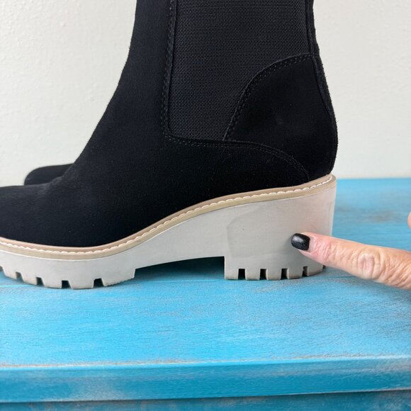 Dolce Vita Haddie Chelsea Black Suede Chunky Y2k Retro Boots Size 9 - Picture 7 of 9